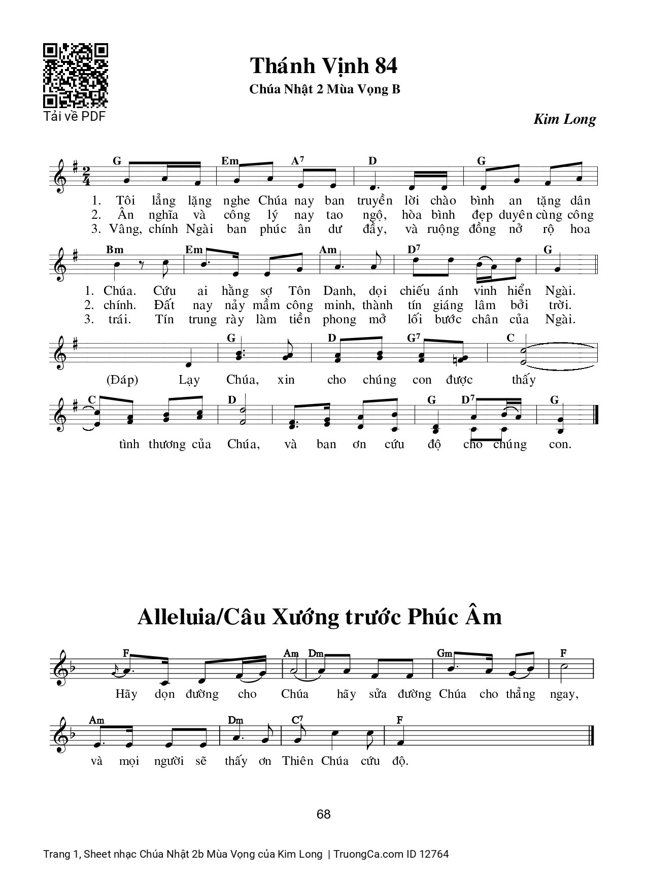 Tôi lẳng lặng nghe Chúa nay ban truyền lời chào bình an tặng dân Chúa, Trang 1