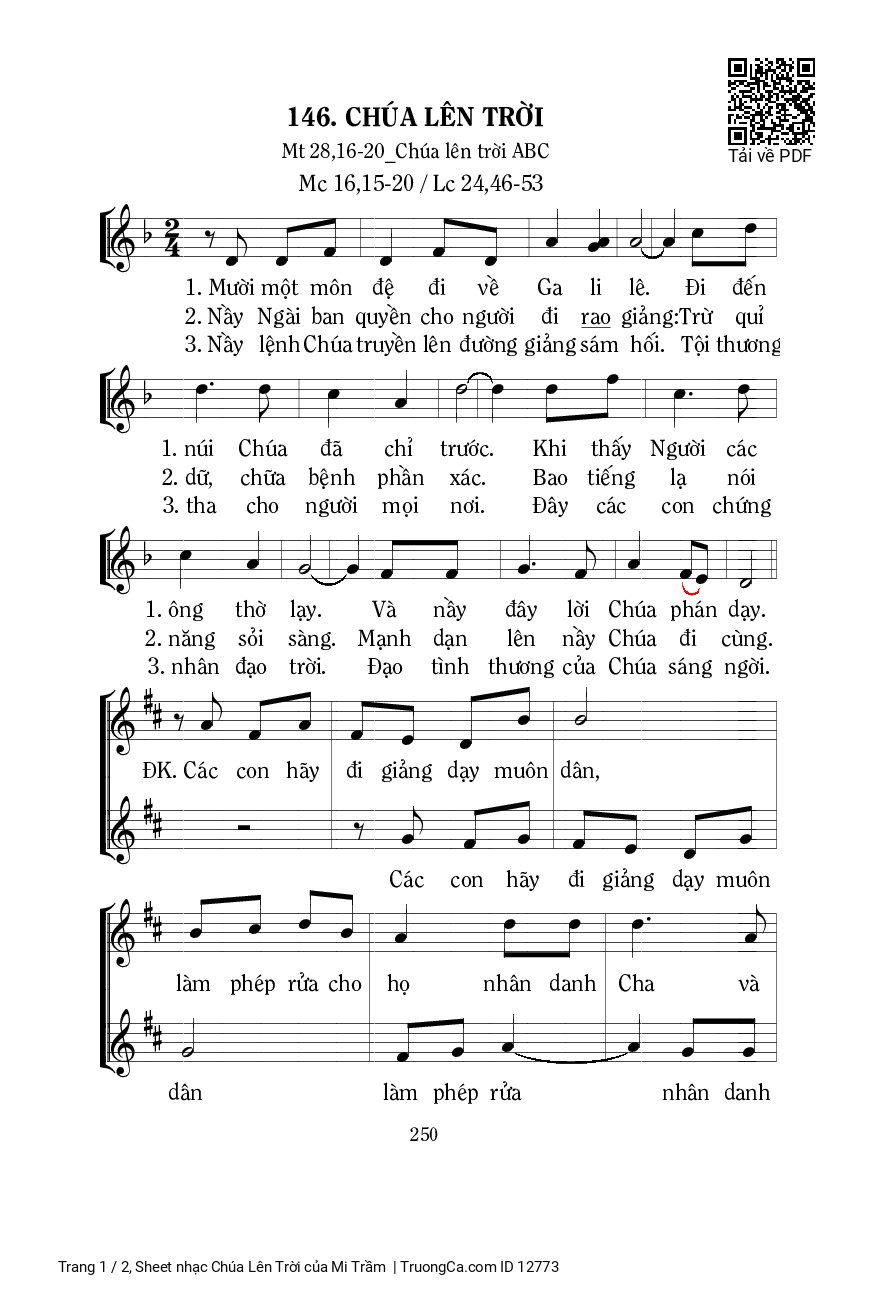 Page 1 of Sheet music PDF Chúa Lên Trời - Mi Trầm