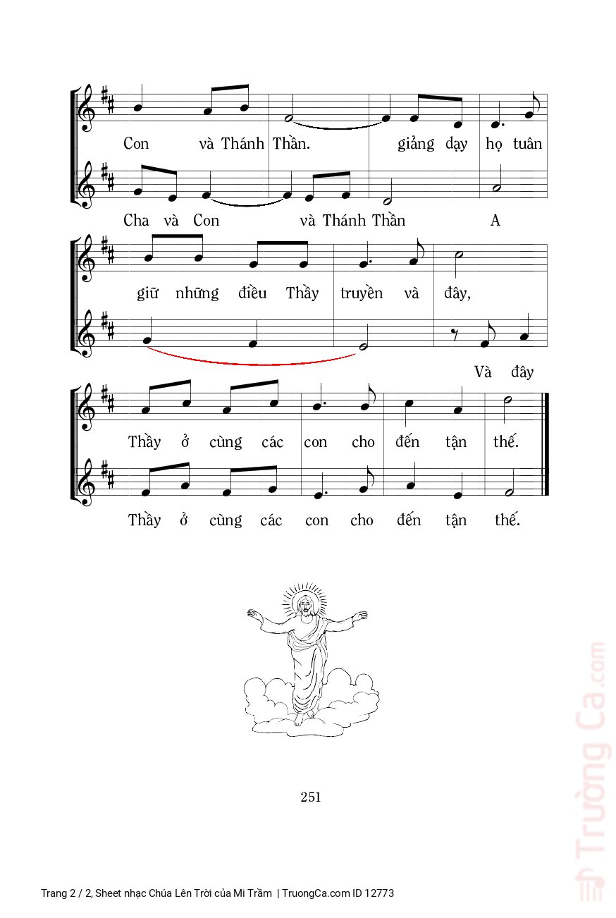 Page 2 of Sheet music PDF Chúa Lên Trời - Mi Trầm