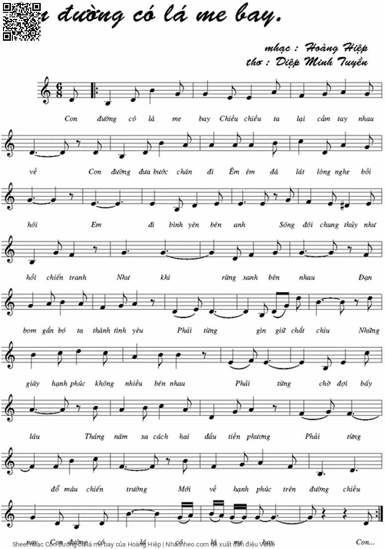 Sheet PDF of Con đường có lá me bay