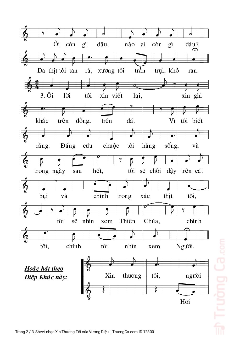 Page 2 of Sheet music PDF Xin Thương Tôi - Vương Diệu