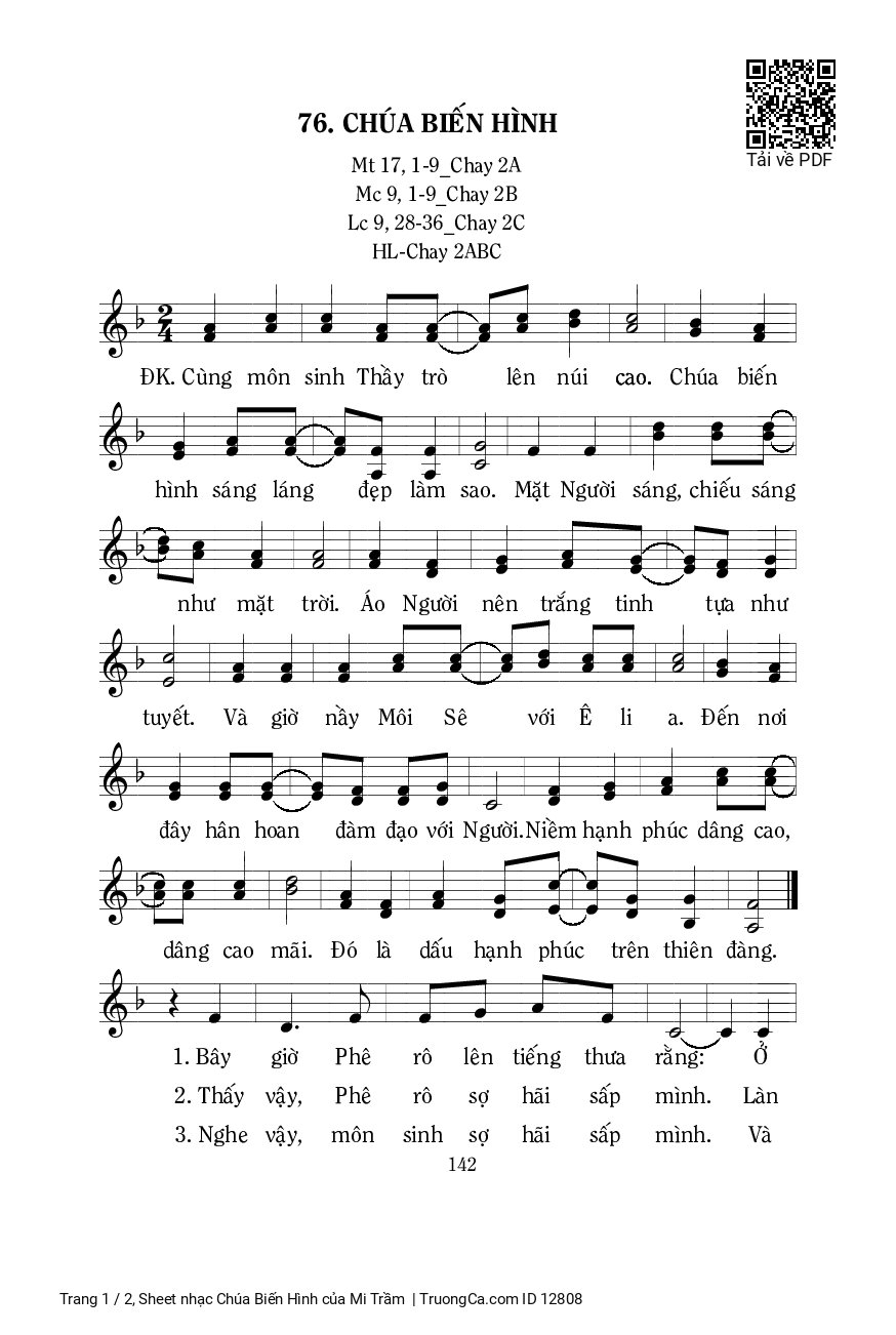 Sheet PDF of Chúa Biến Hình