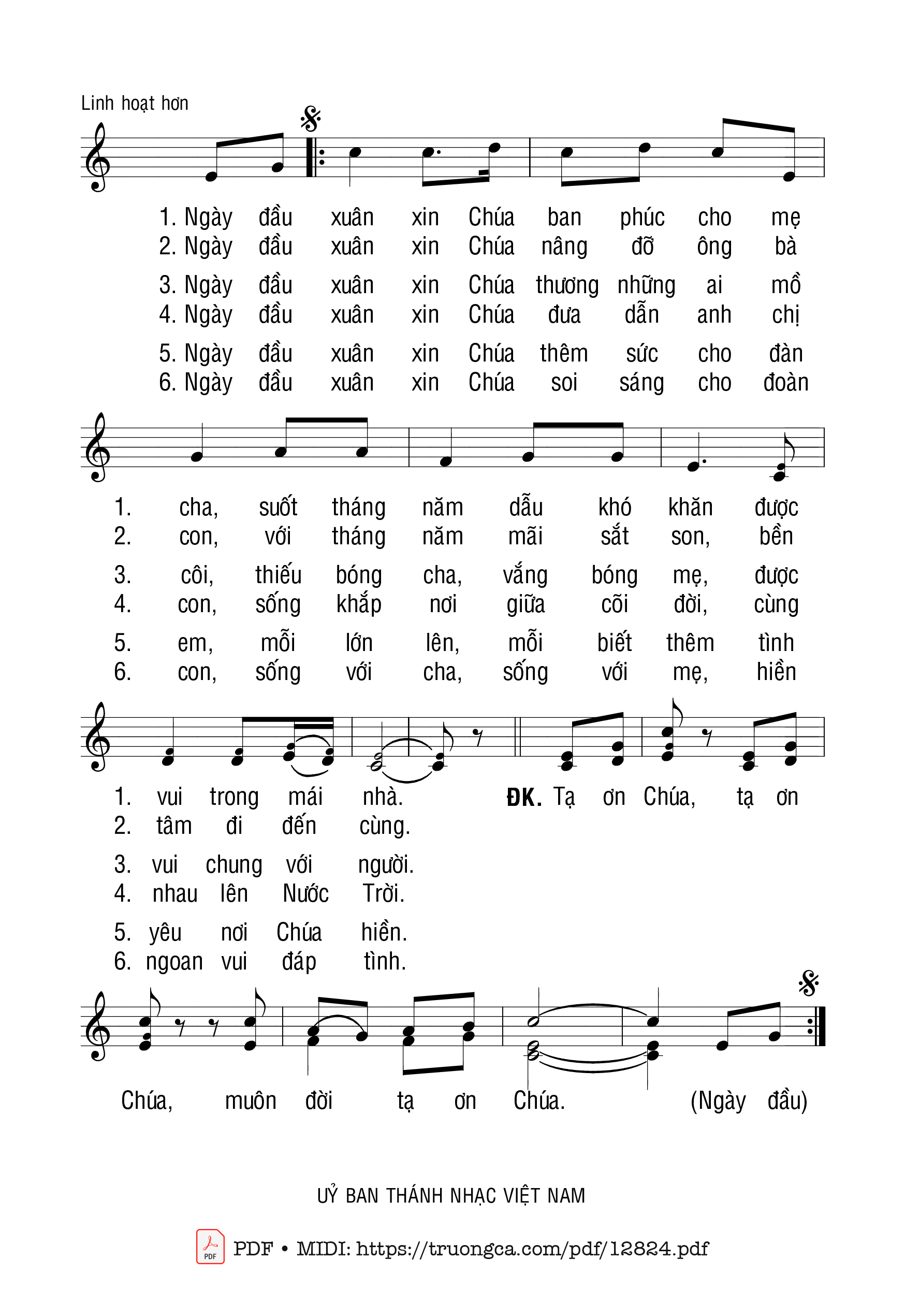 Page 2 of Sheet music PDF Đầu Xuân Cầu Cho Gia đình - Phanxicô