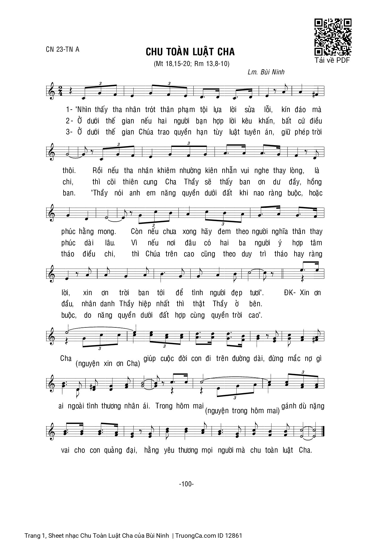 Sheet PDF of Chu Toàn Luật Cha