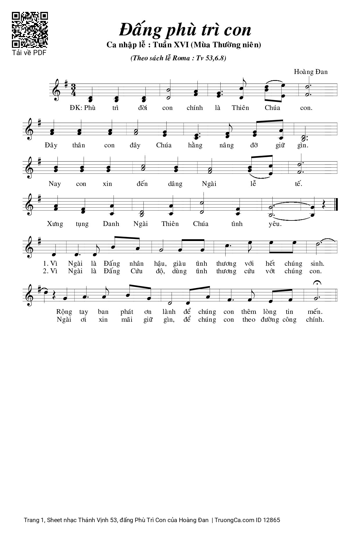Sheet PDF of Thánh Vịnh 53, đấng Phù Trì Con