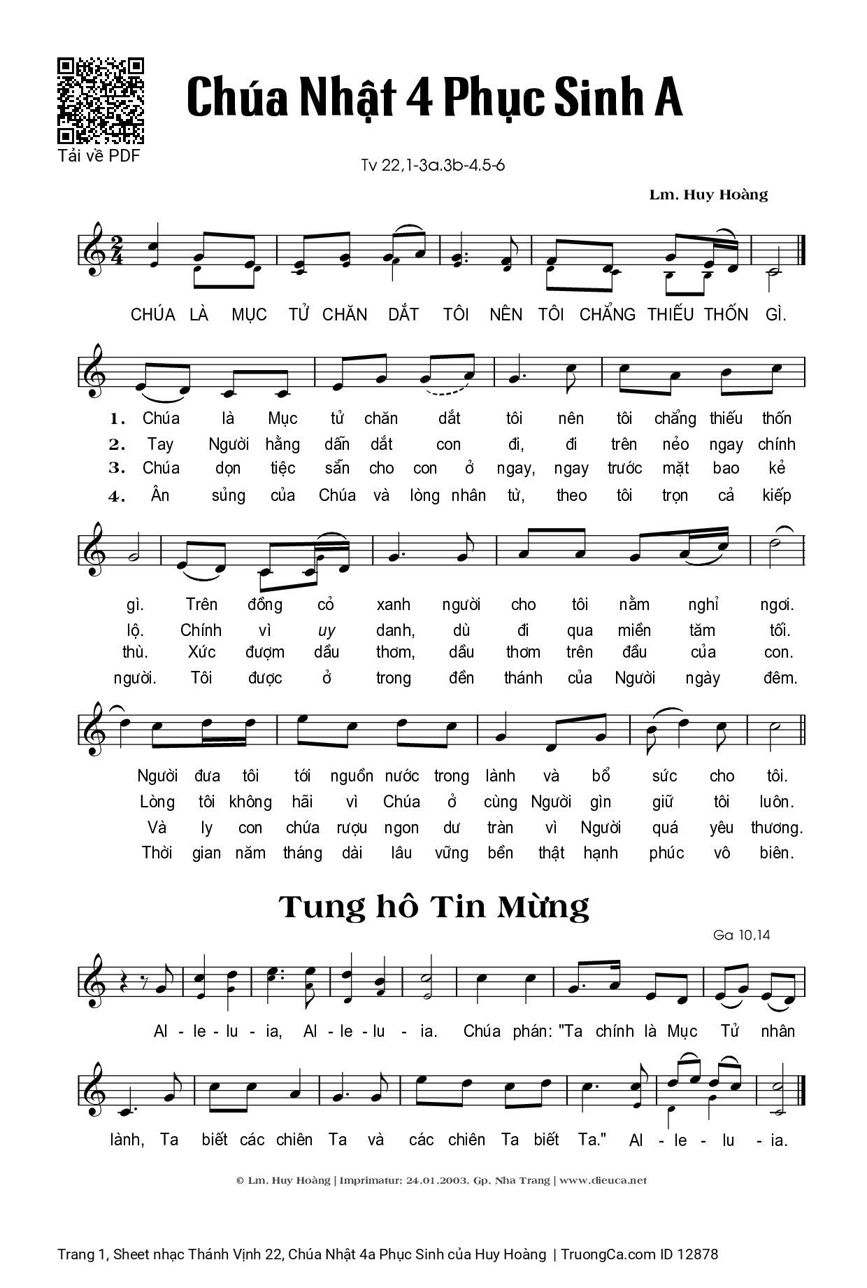 Sheet PDF of Thánh Vịnh 22, Chúa Nhật 4a Phục Sinh