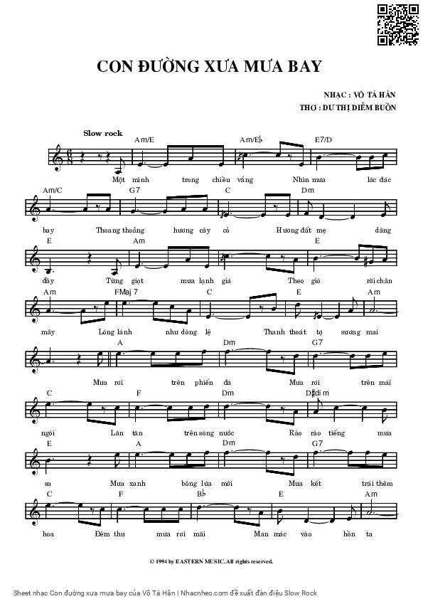 Sheet PDF of Con đường xưa mưa bay