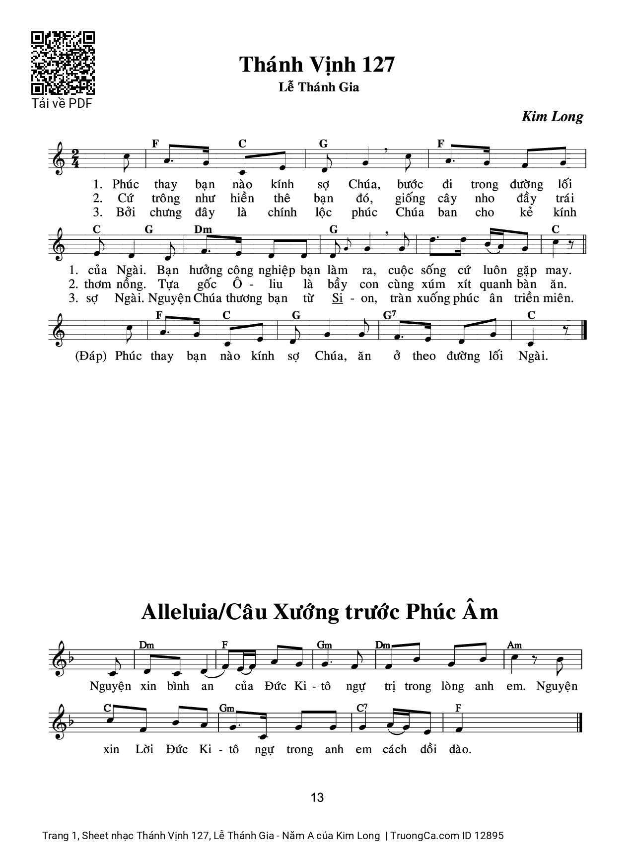 Sheet PDF of Thánh Vịnh 127, Lễ Thánh Gia - Năm A