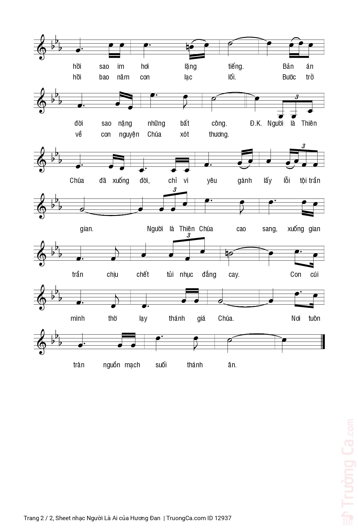 Page 2 of Sheet music PDF Người Là Ai - Hương Đan
