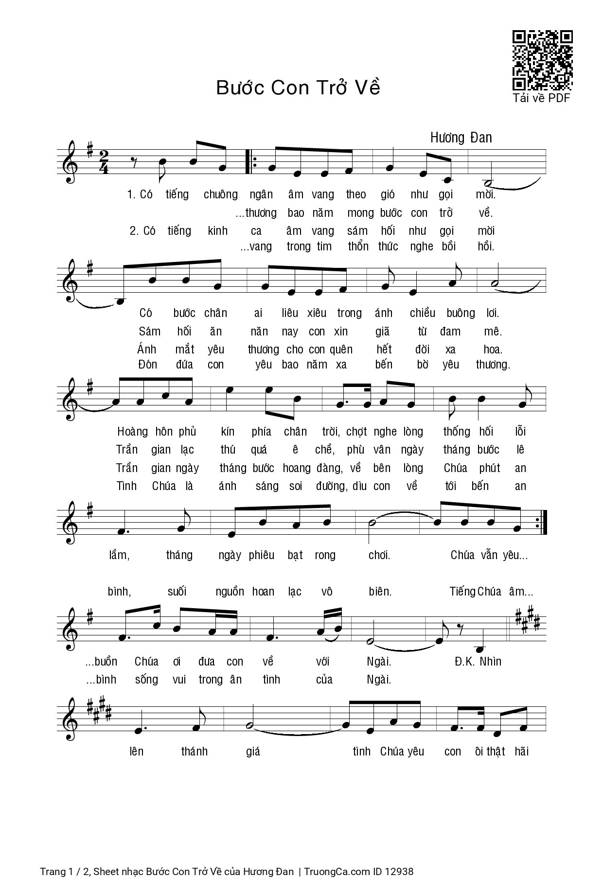 Sheet PDF of Bước Con Trở Về