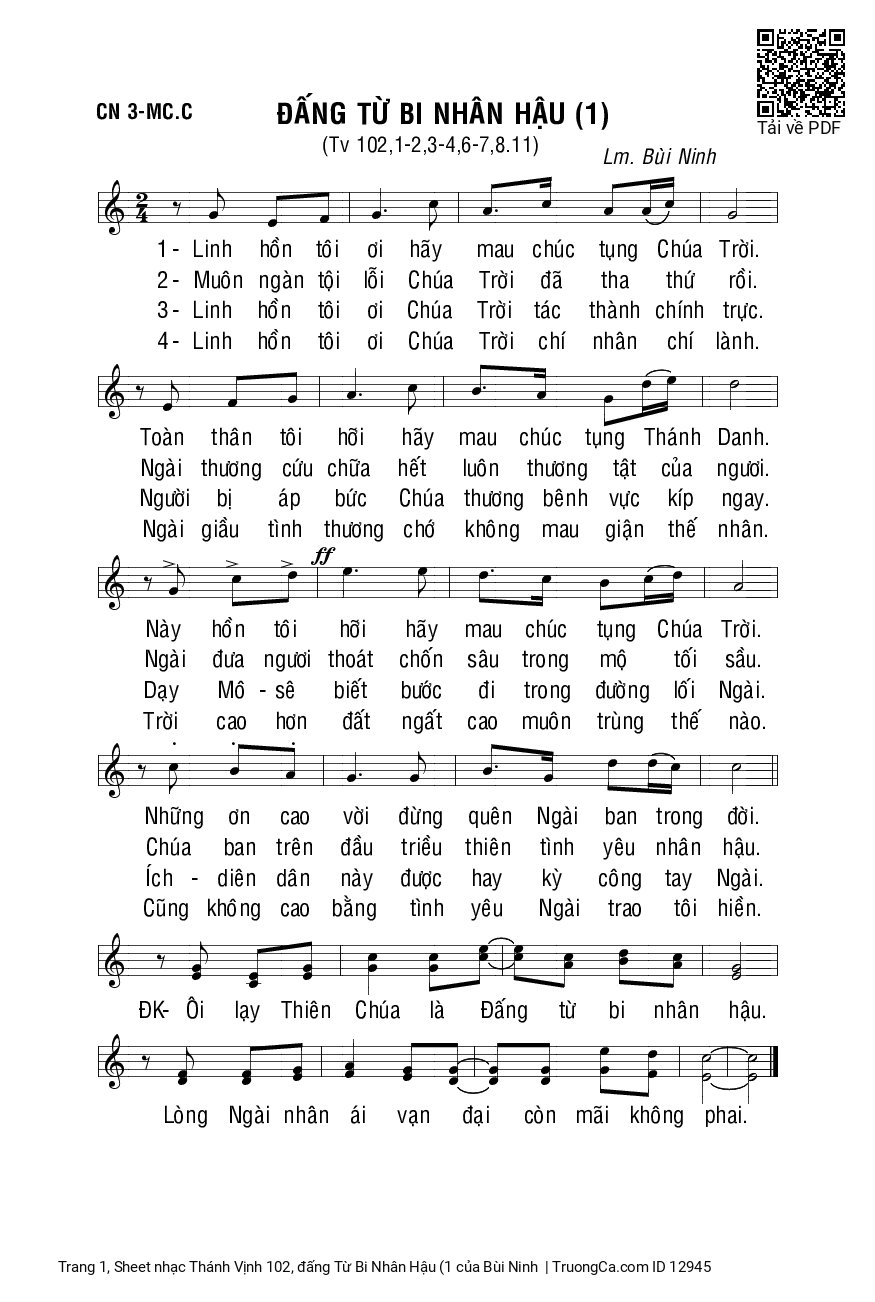 Sheet PDF of Thánh Vịnh 102, đấng Từ Bi Nhân Hậu (1