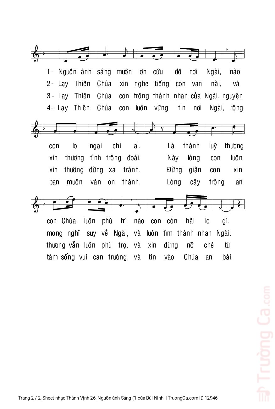 Page 2 of Sheet music PDF Thánh Vịnh 26, Nguồn ánh Sáng (1 - Bùi Ninh