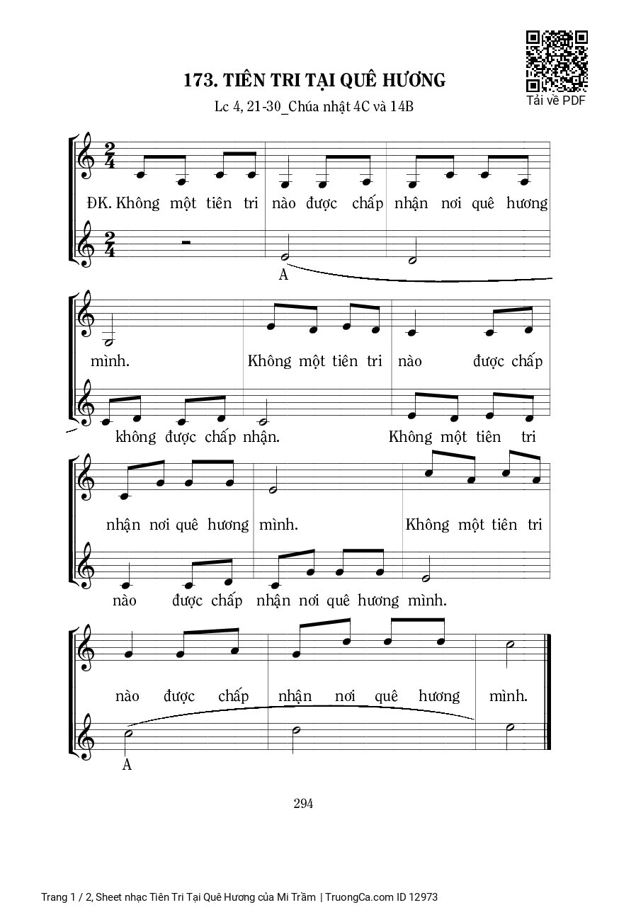 Sheet PDF of Tiên Tri Tại Quê Hương