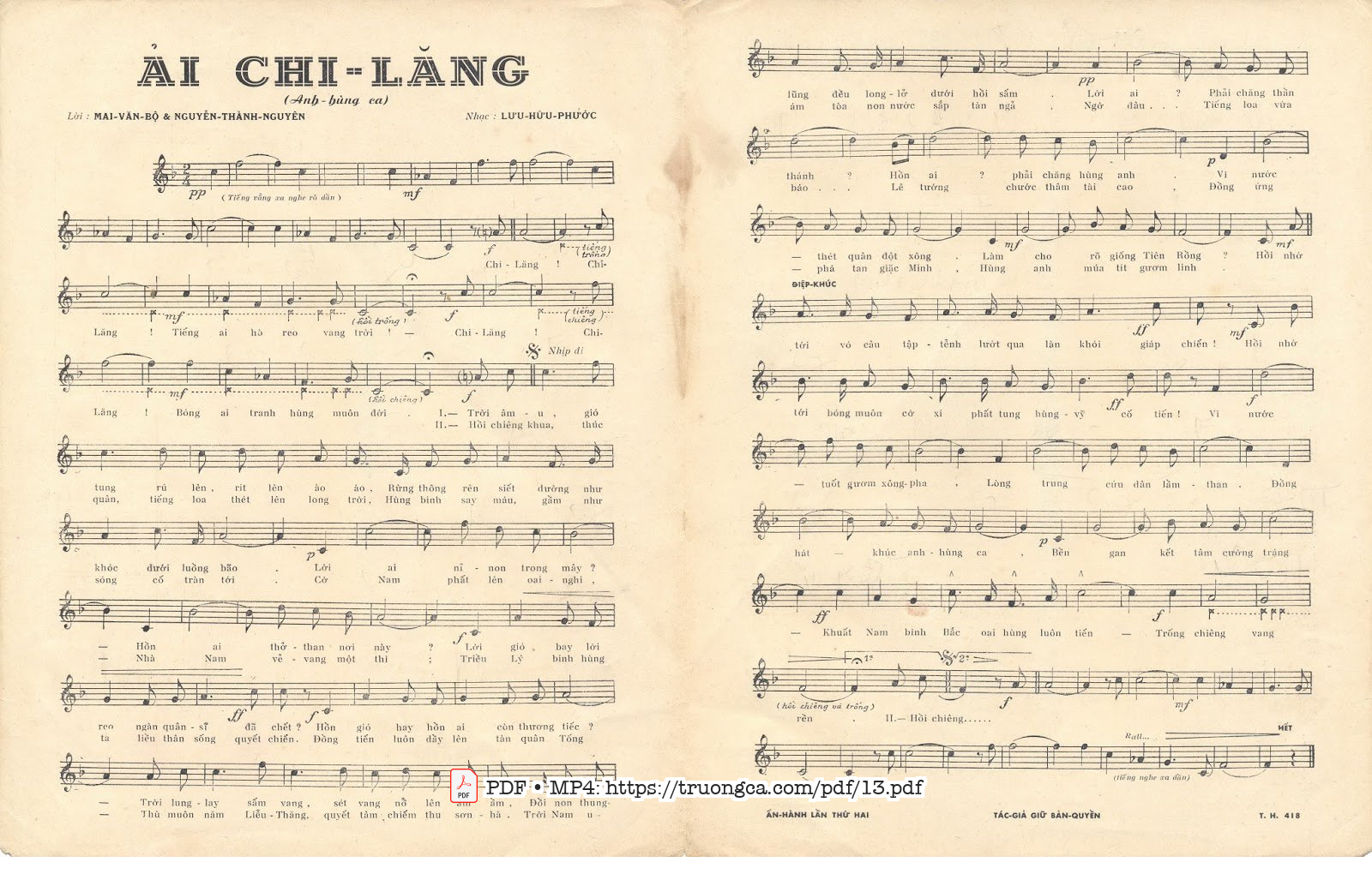 Page 2 of Sheet music PDF Ải Chi Lăng - Lưu Hữu Phước