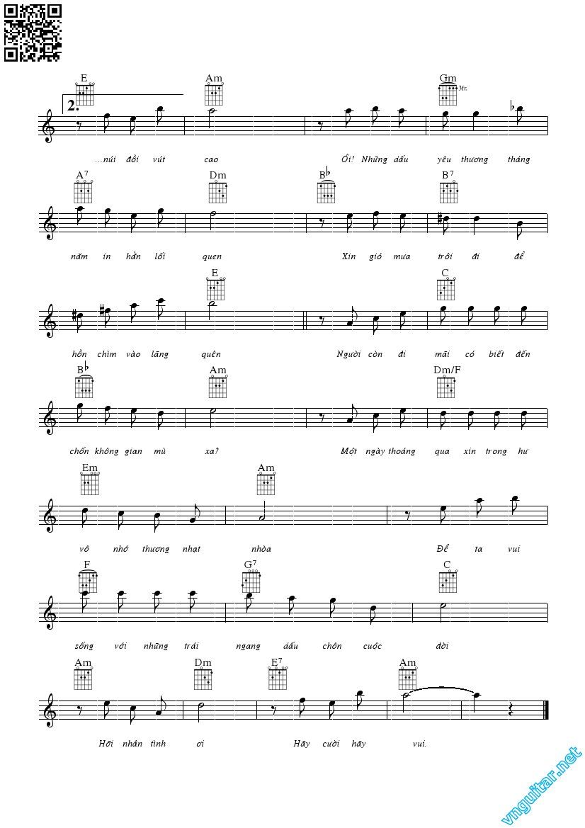 Page 2 of Sheet music PDF Cơn gió thoảng - Quốc Dũng