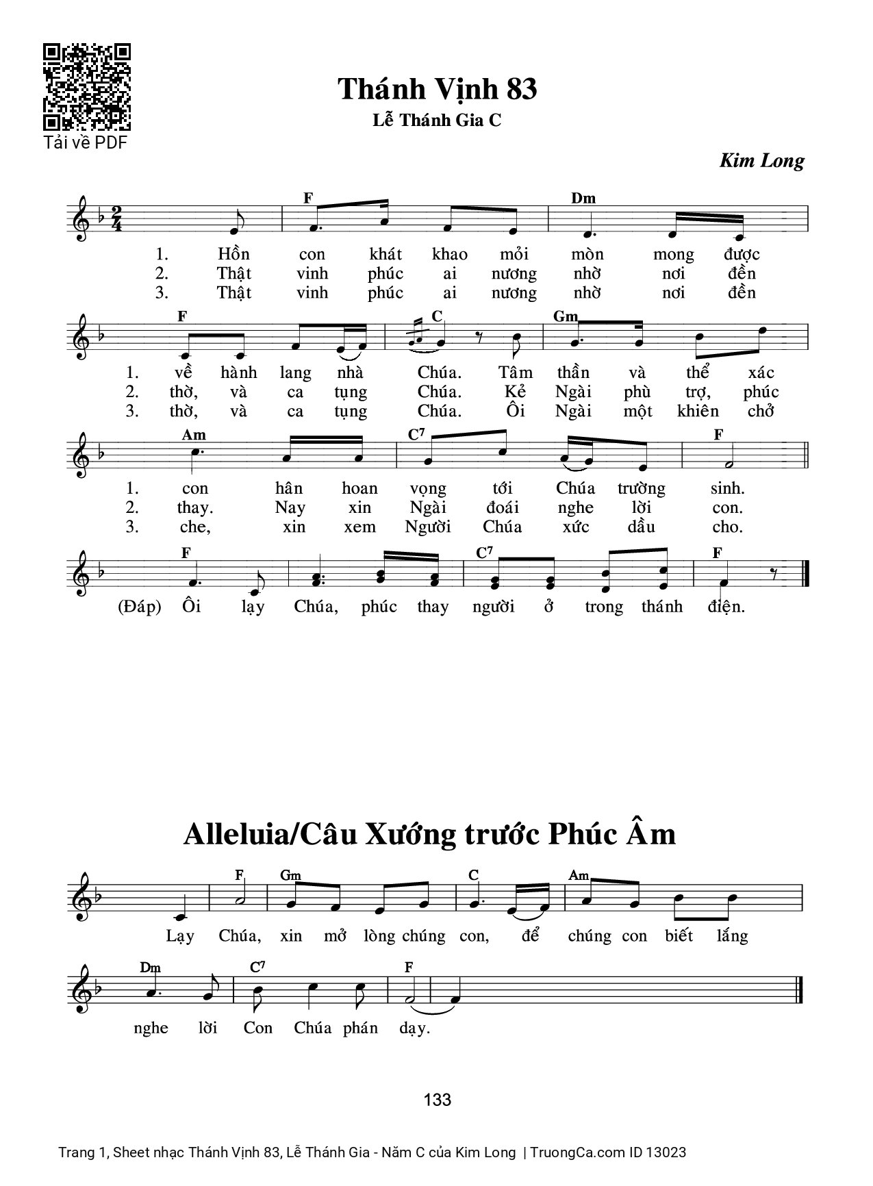 Page 1 of Sheet music PDF Thánh Vịnh 83, Lễ Thánh Gia - Năm C - Kim Long