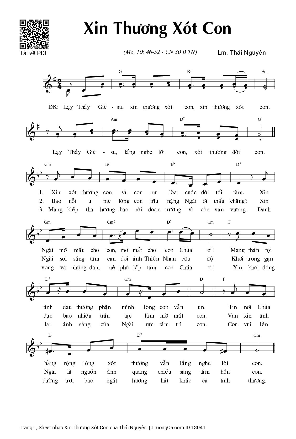 Sheet PDF of Xin Thương Xót Con