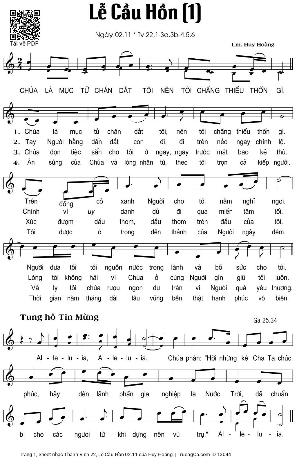 Sheet PDF of Thánh Vịnh 22, Lễ Cầu Hồn 02.11