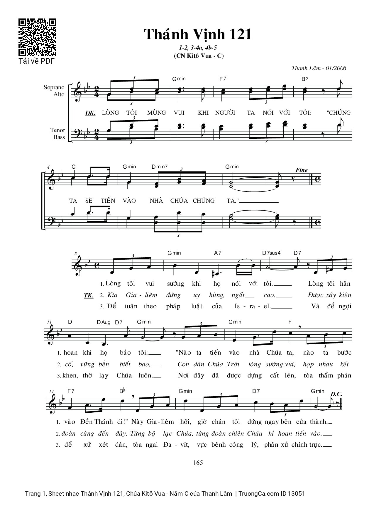Sheet PDF of Thánh Vịnh 121, Chúa Kitô Vua - Năm C