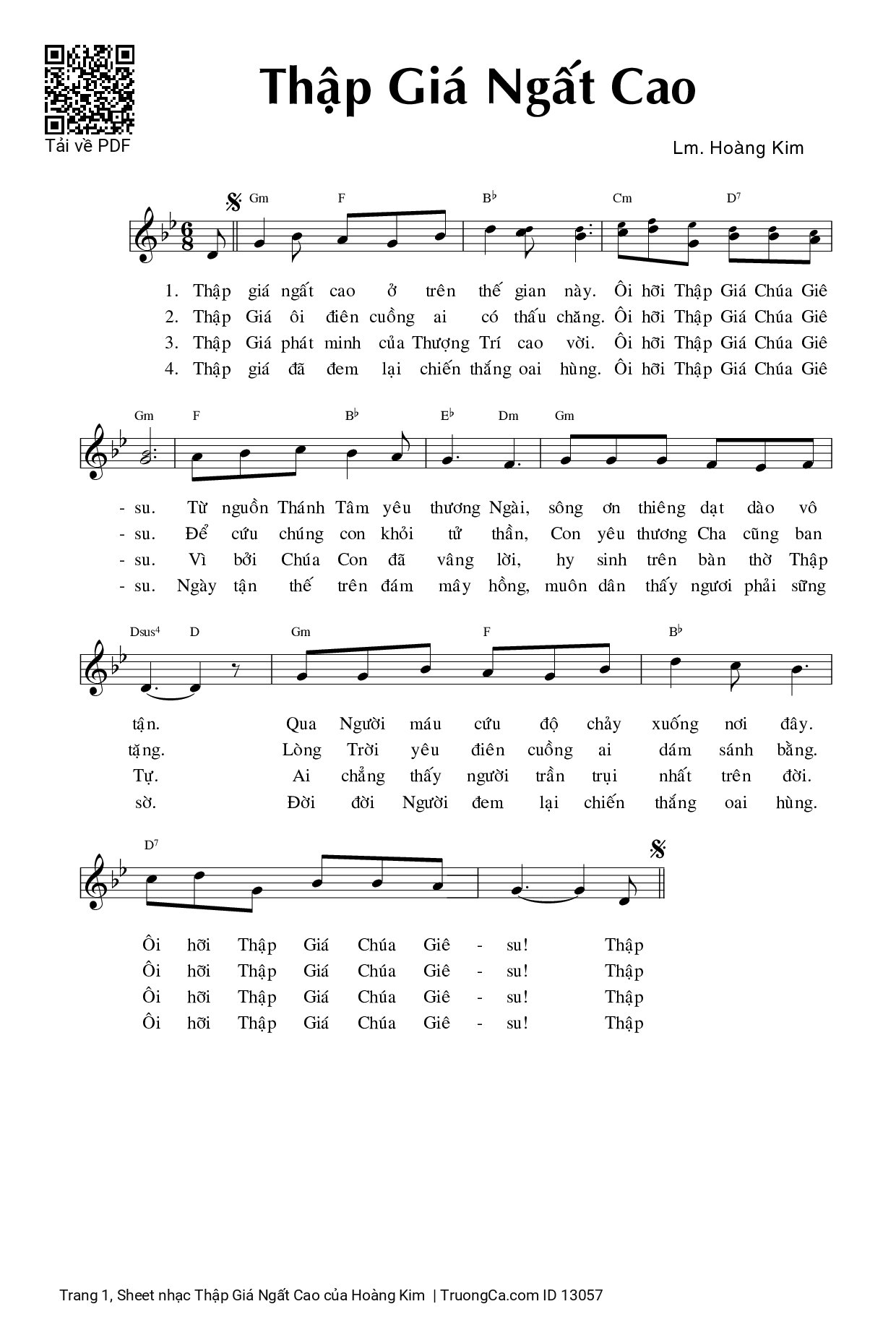 Sheet PDF of Thập Giá Ngất Cao