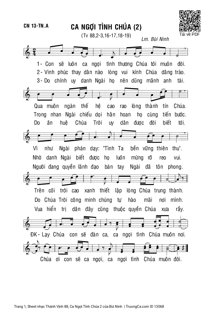 Page 1 of Sheet music PDF Thánh Vịnh 88, Ca Ngợi Tình Chúa 2 - Bùi Ninh