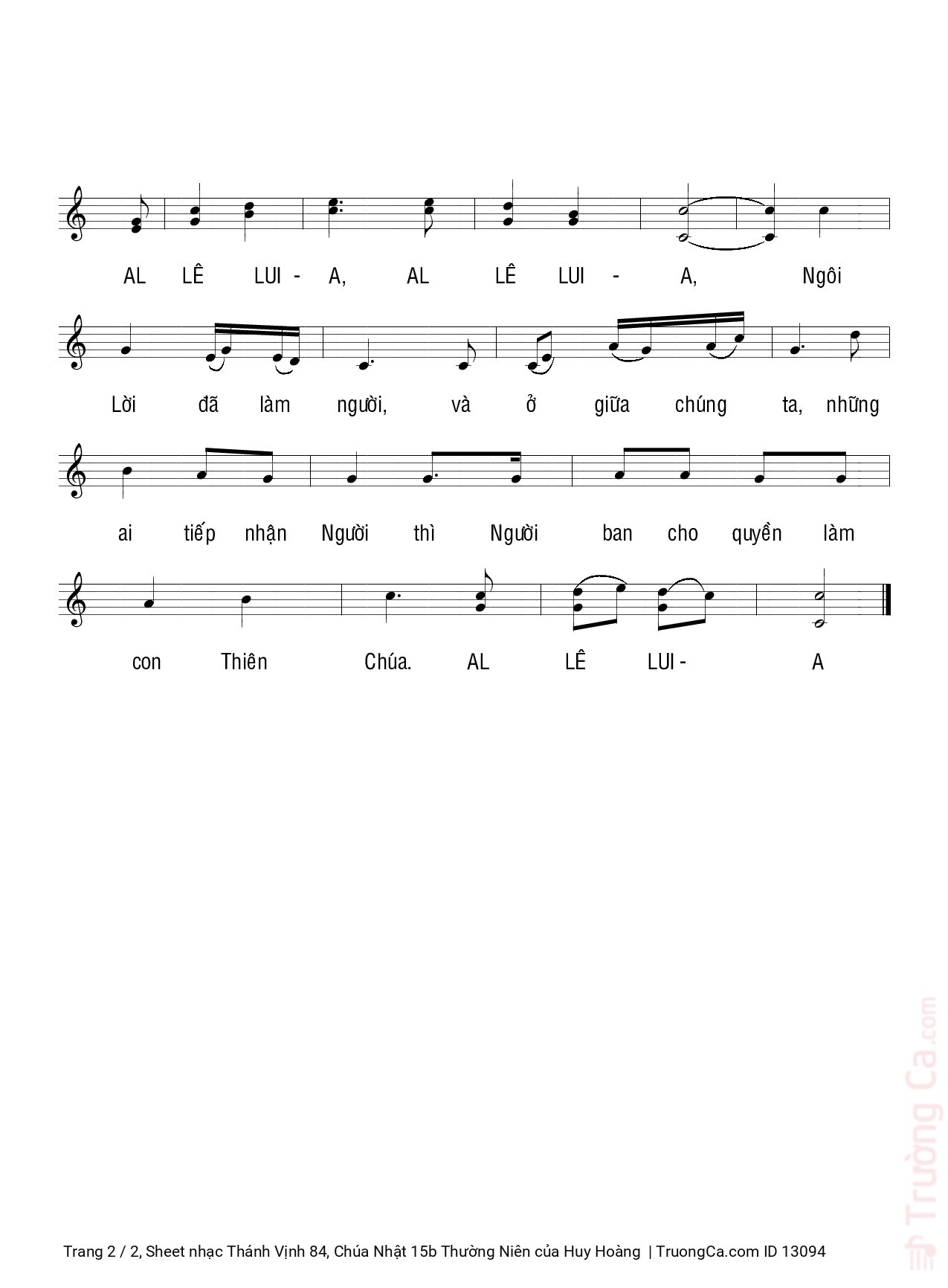 Page 2 of Sheet music PDF Thánh Vịnh 84, Chúa Nhật 15b Thường Niên - Huy Hoàng