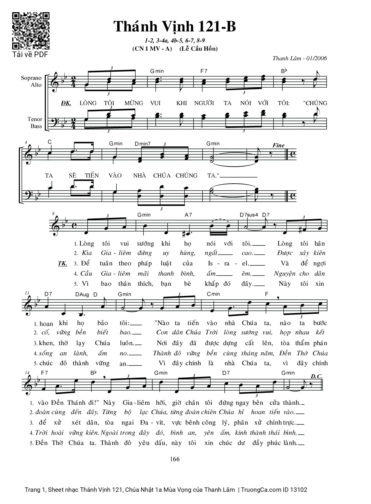 Sheet PDF of Thánh Vịnh 121, Chúa Nhật 1a Mùa Vọng