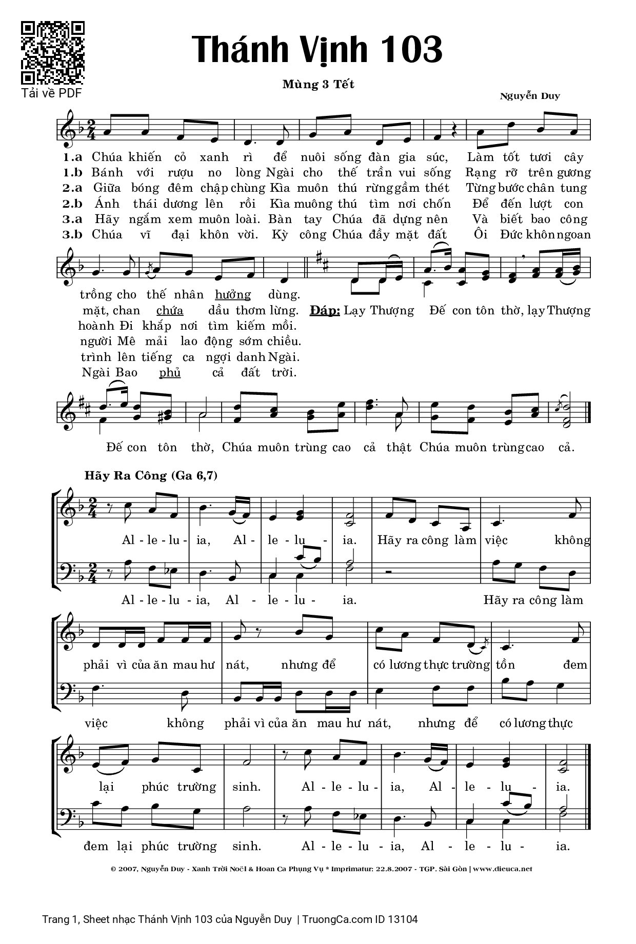 Sheet PDF of Thánh Vịnh 103