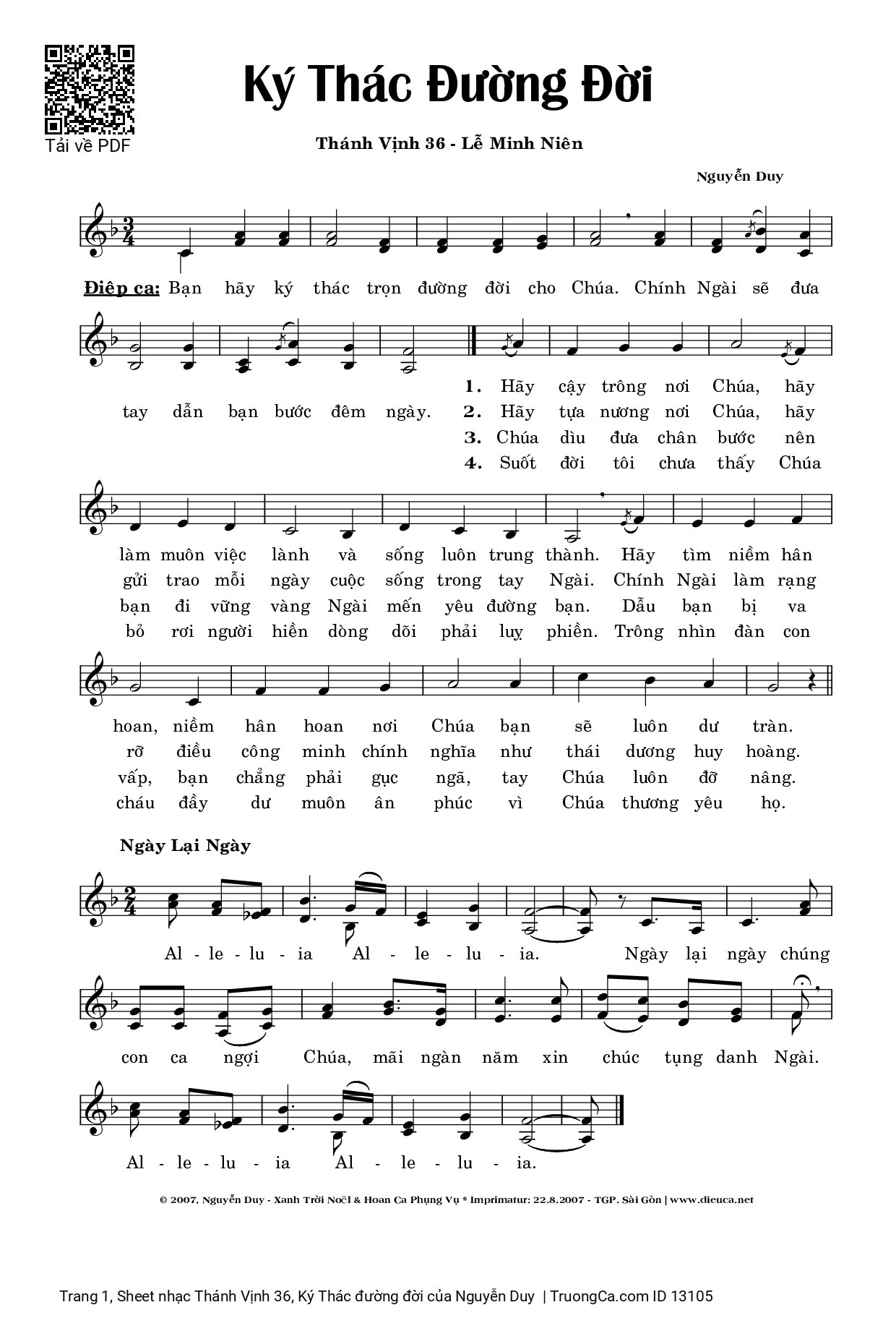 Sheet PDF of Thánh Vịnh 36, Ký Thác đường đời