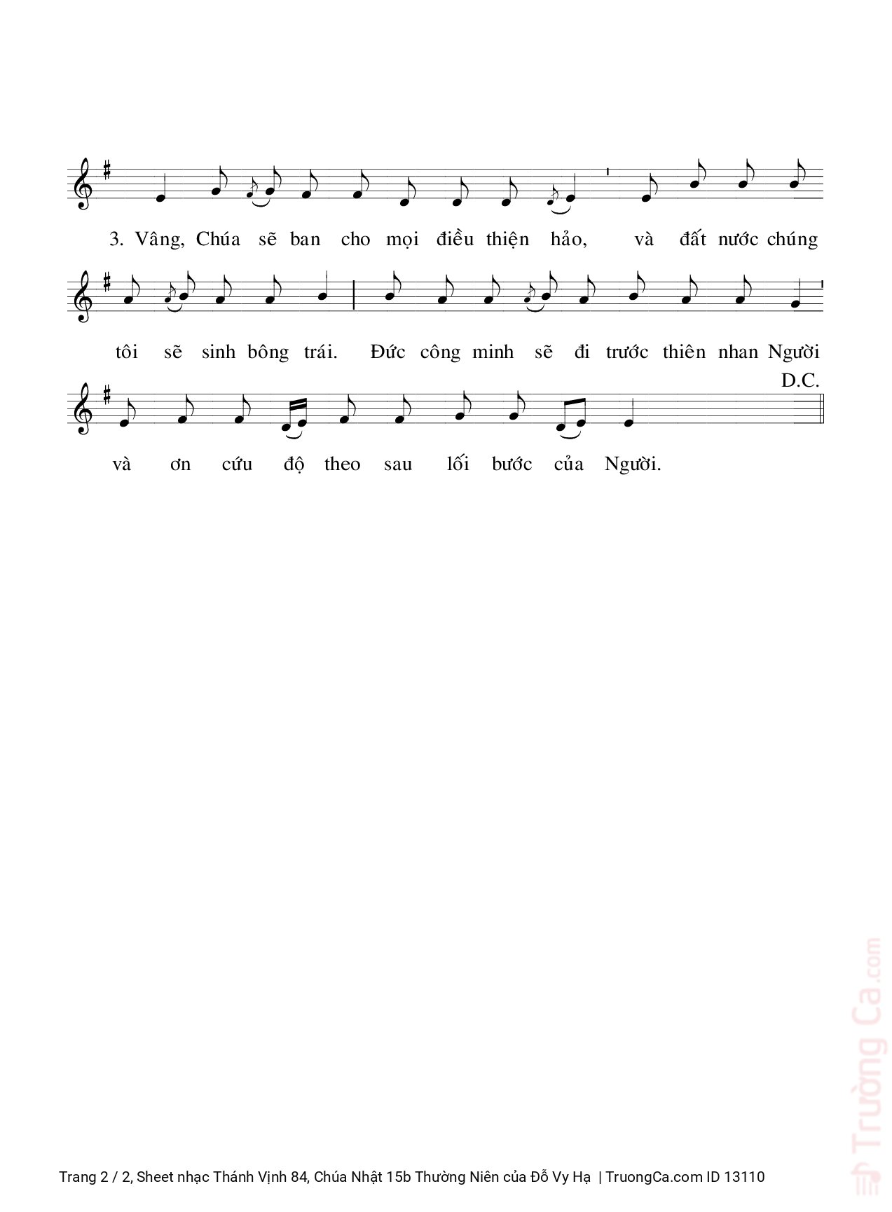 Page 2 of Sheet music PDF Thánh Vịnh 84, Chúa Nhật 15b Thường Niên - Đỗ Vy Hạ