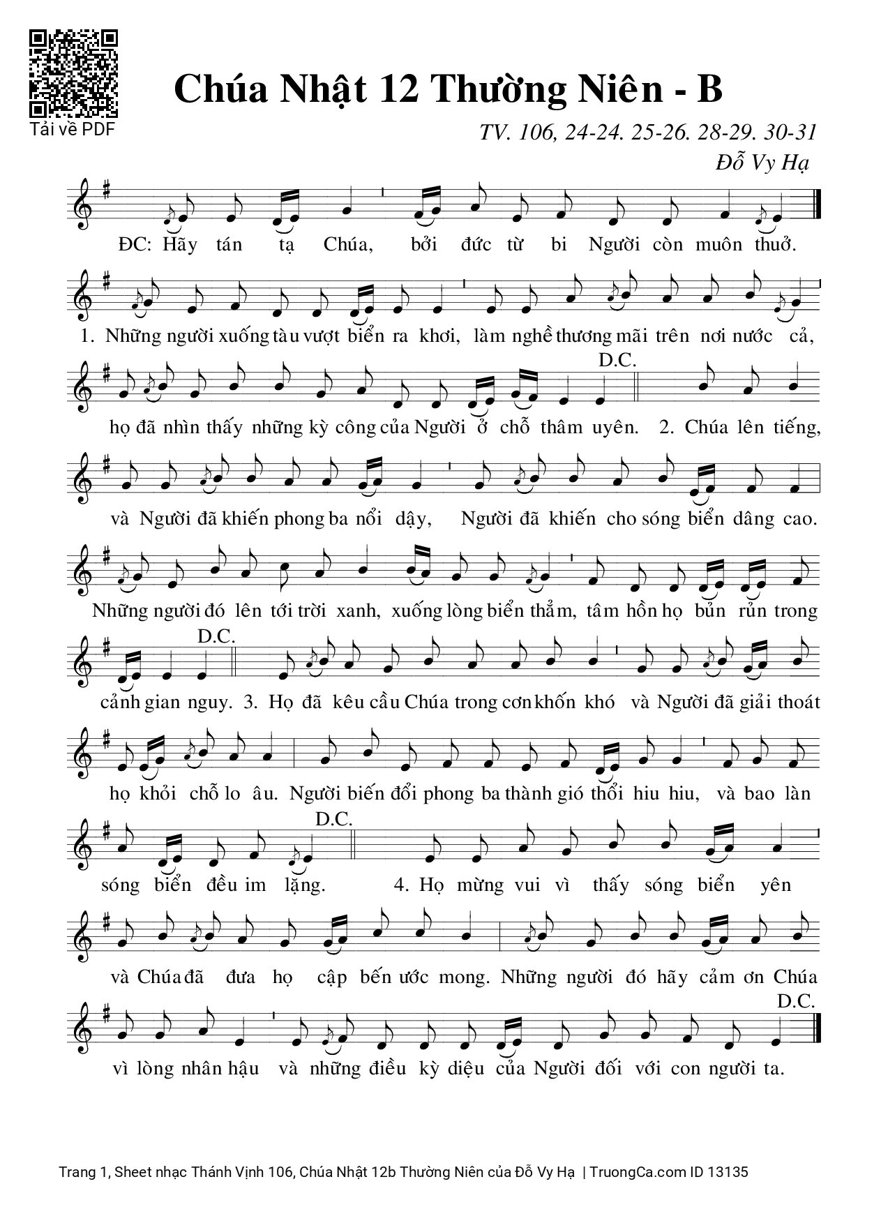 Sheet PDF of Thánh Vịnh 106, Chúa Nhật 12b Thường Niên