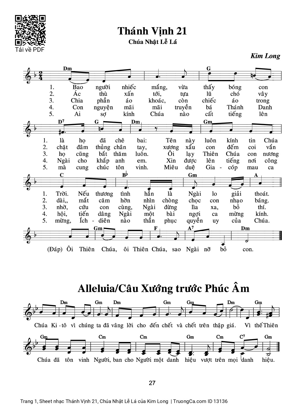 Sheet PDF of Thánh Vịnh 21, Chúa Nhật Lễ Lá