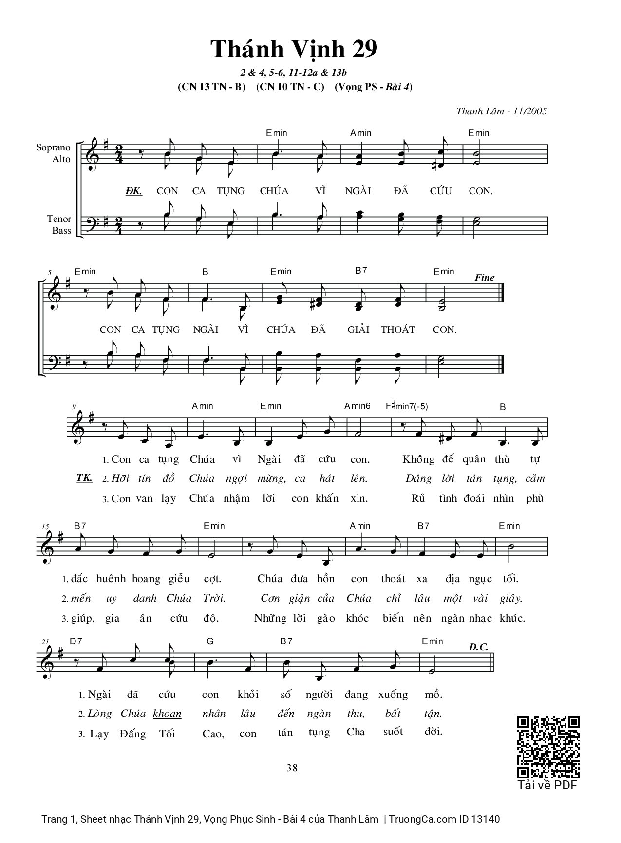 Sheet PDF of Thánh Vịnh 29, Vọng Phục Sinh - Bài 4