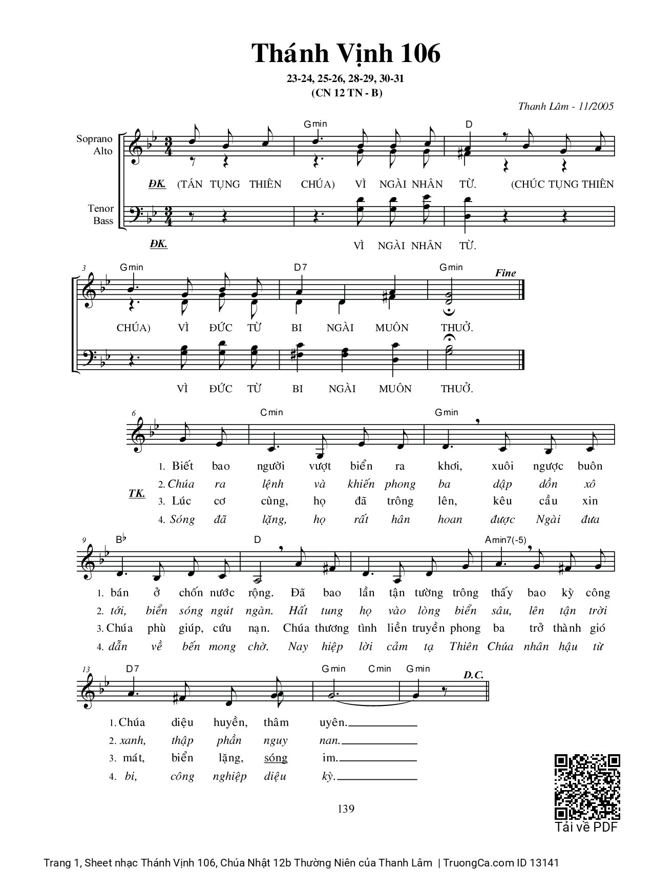 Sheet PDF of Thánh Vịnh 106, Chúa Nhật 12b Thường Niên