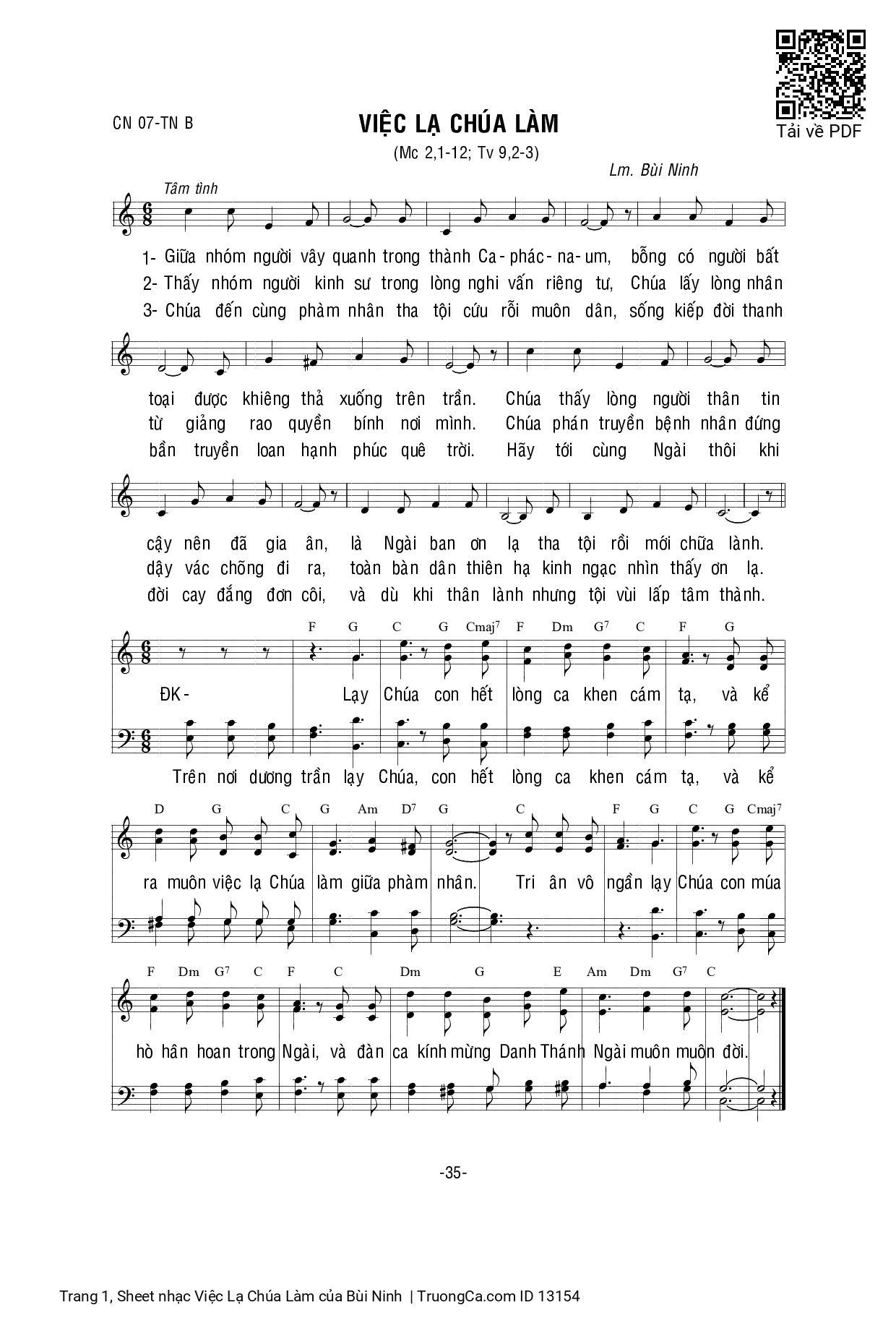Page 1 of Sheet music PDF Việc Lạ Chúa Làm - Bùi Ninh