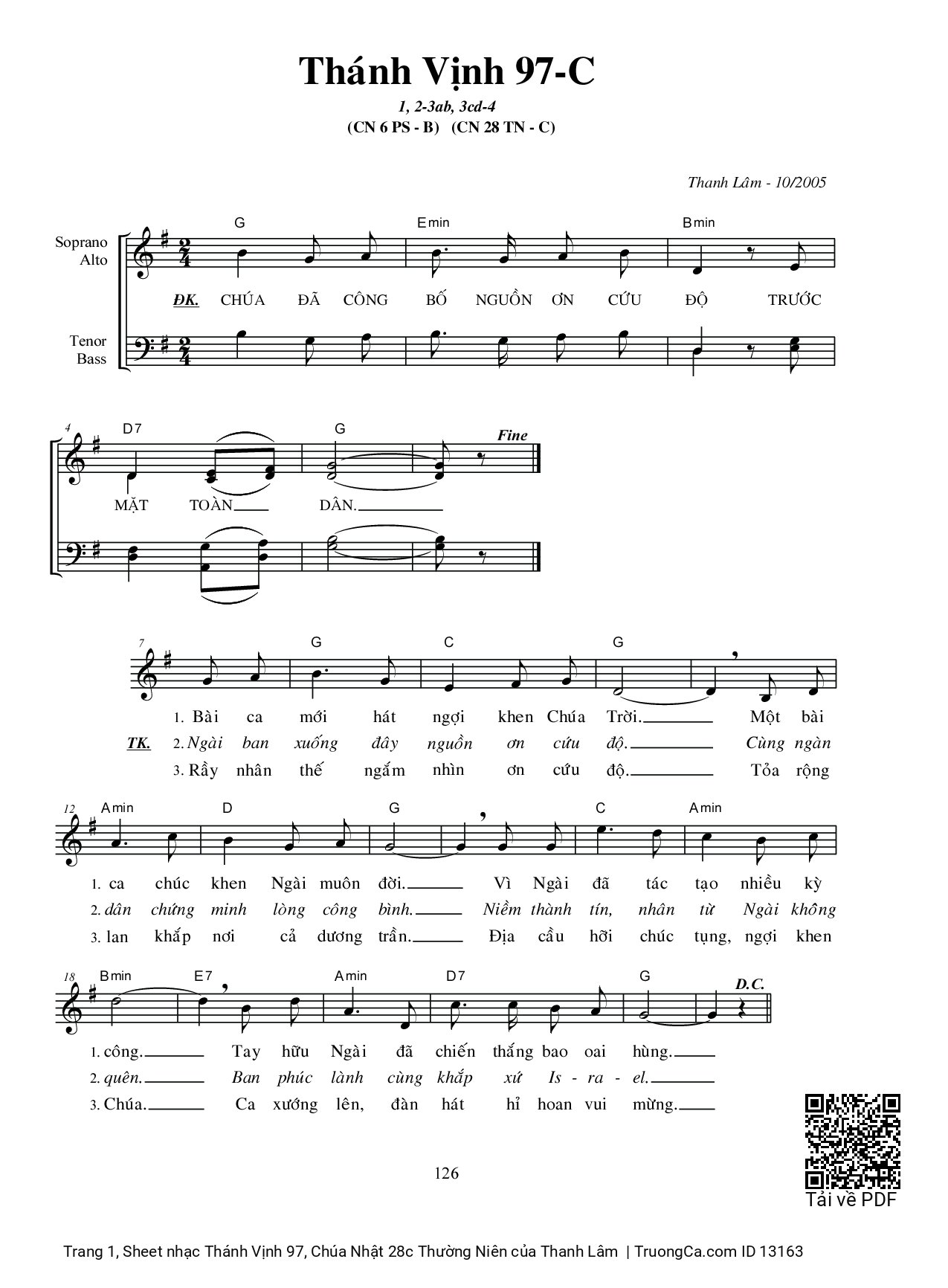 Sheet PDF of Thánh Vịnh 97, Chúa Nhật 28c Thường Niên