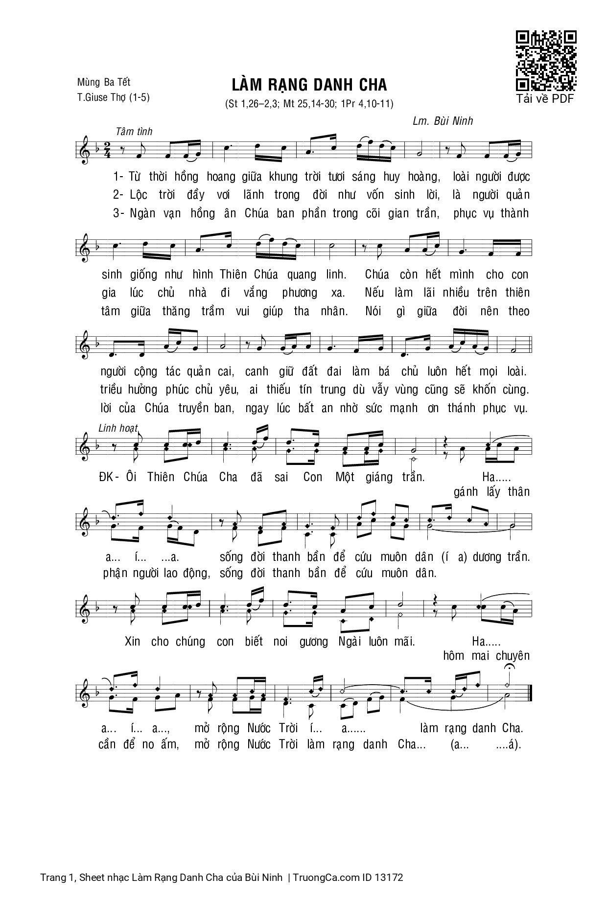 Sheet PDF of Làm Rạng Danh Cha