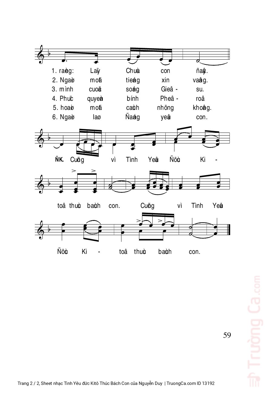 Page 2 of Sheet music PDF Tình Yêu đức Kitô Thúc Bách Con - Nguyễn Duy