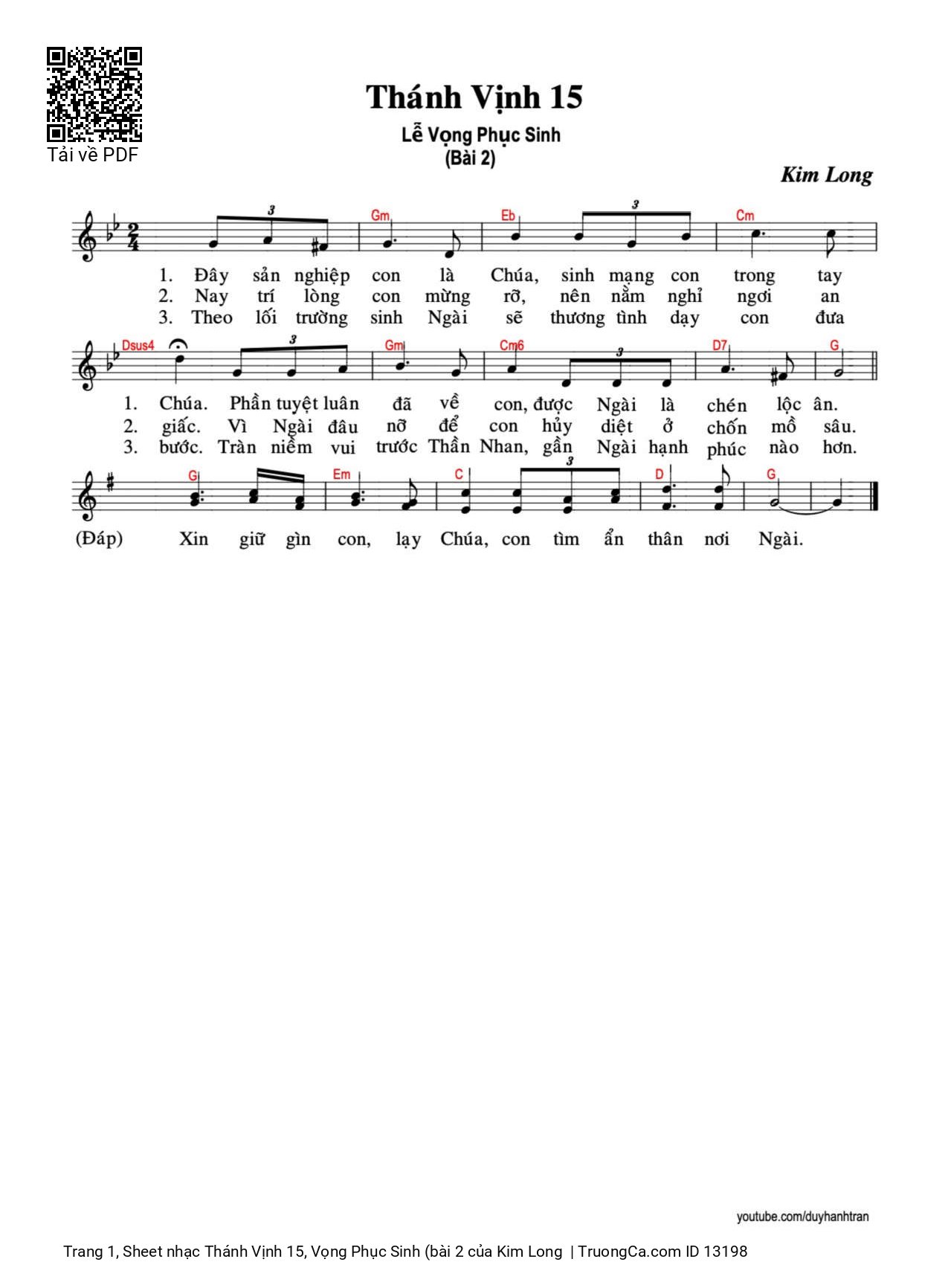 Sheet PDF of Thánh Vịnh 15, Vọng Phục Sinh (bài 2