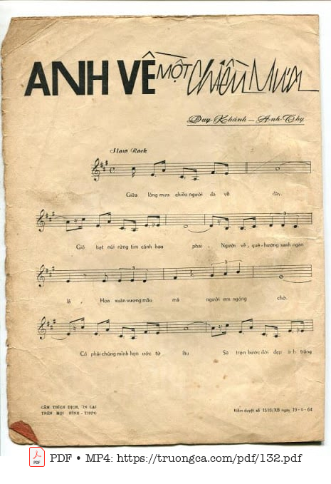 Page 2 of Sheet music PDF Anh về một chiều mưa - Anh Thy