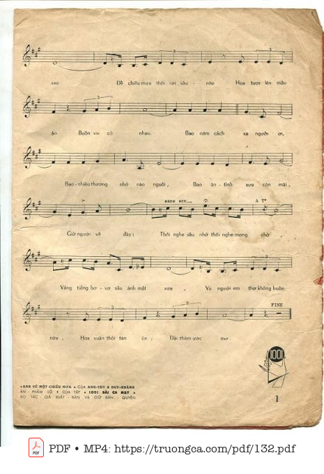 Page 3 of Sheet music PDF Anh về một chiều mưa - Anh Thy