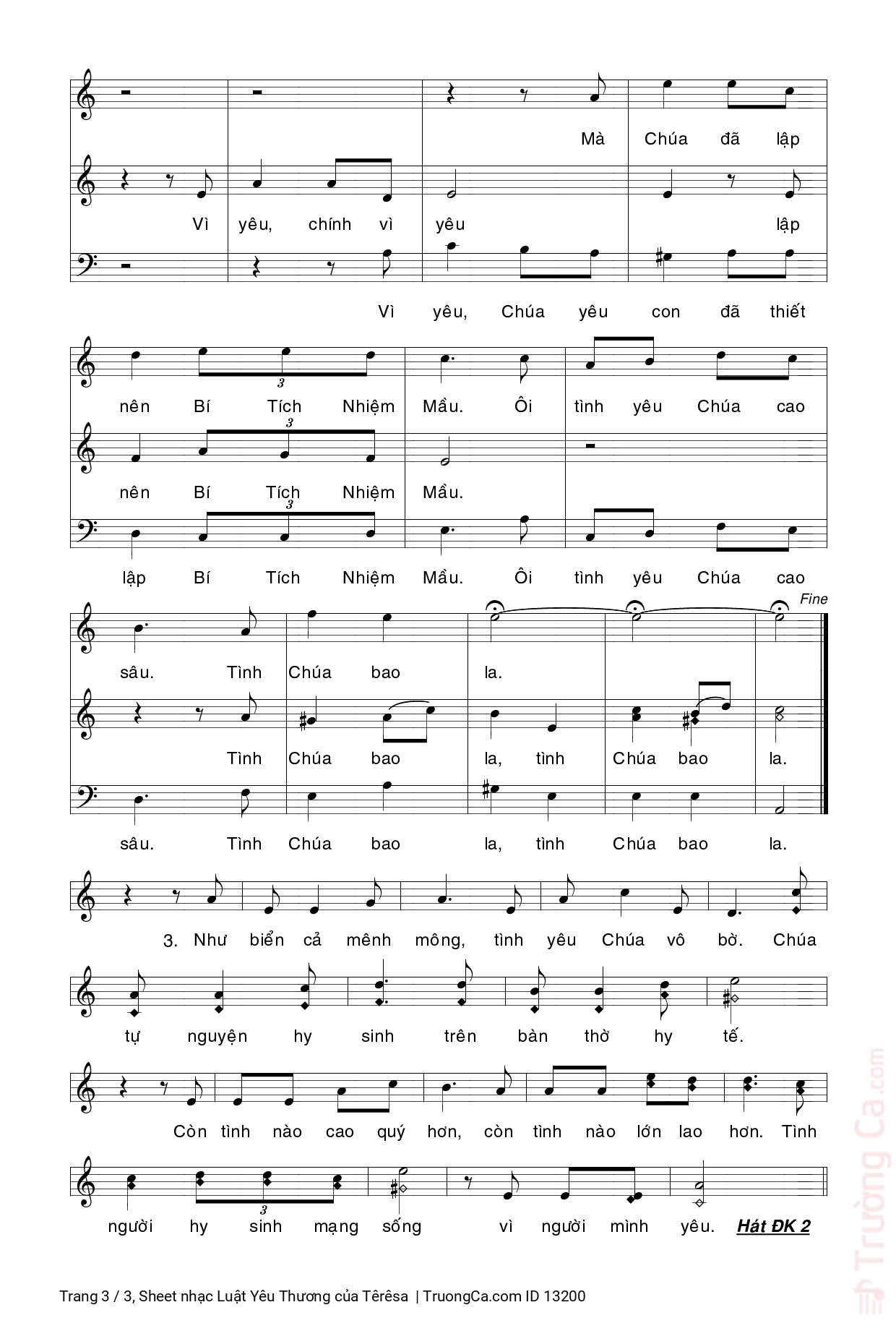 Page 3 of Sheet music PDF Luật Yêu Thương - Têrêsa