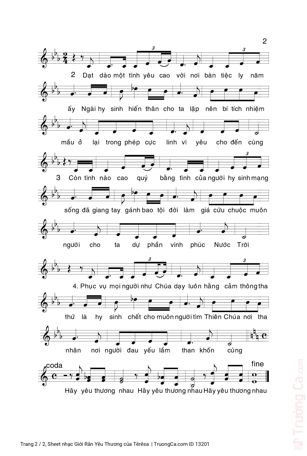 Page 2 of Sheet music PDF Giới Răn Yêu Thương - Têrêsa