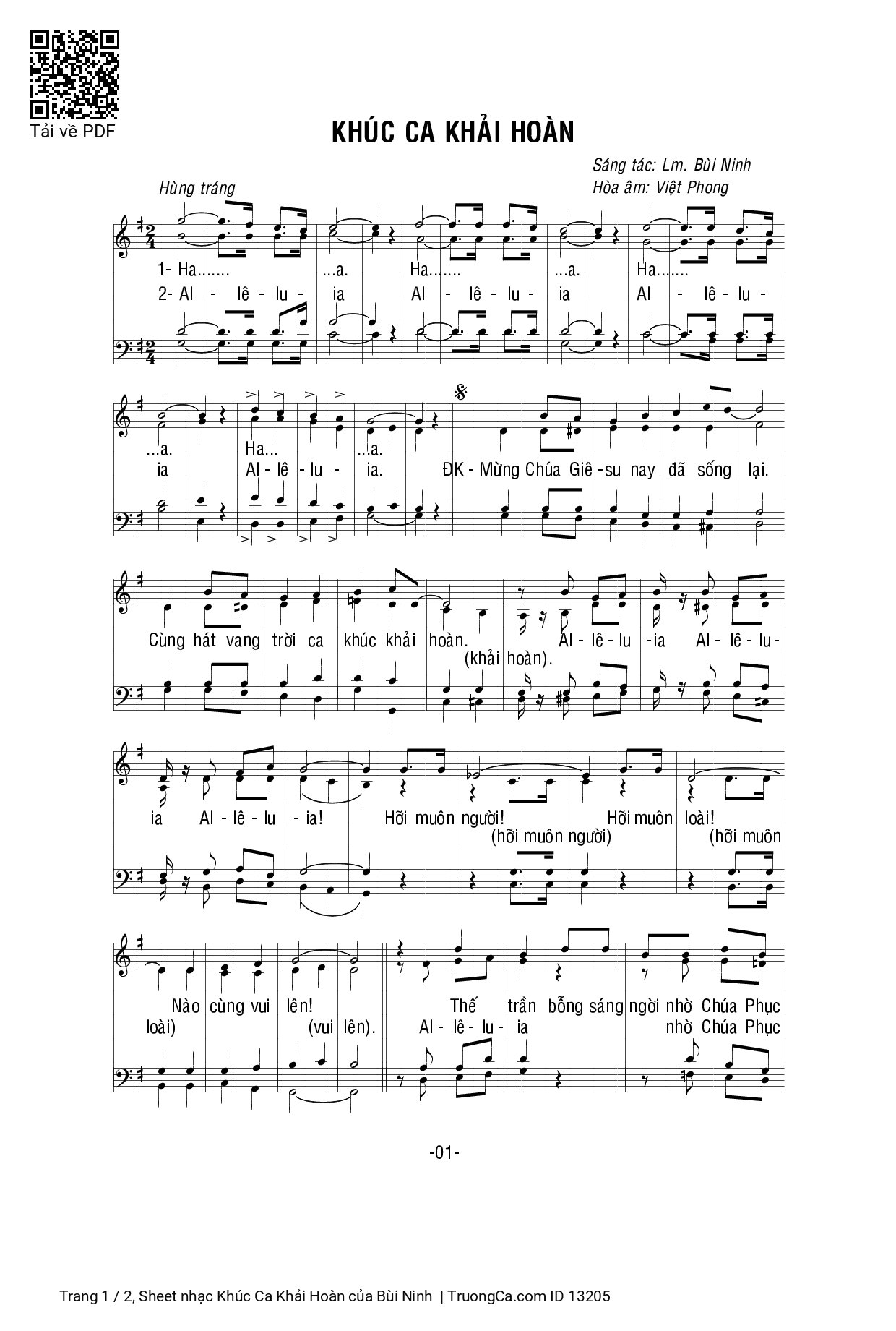 Sheet PDF of Khúc Ca Khải Hoàn