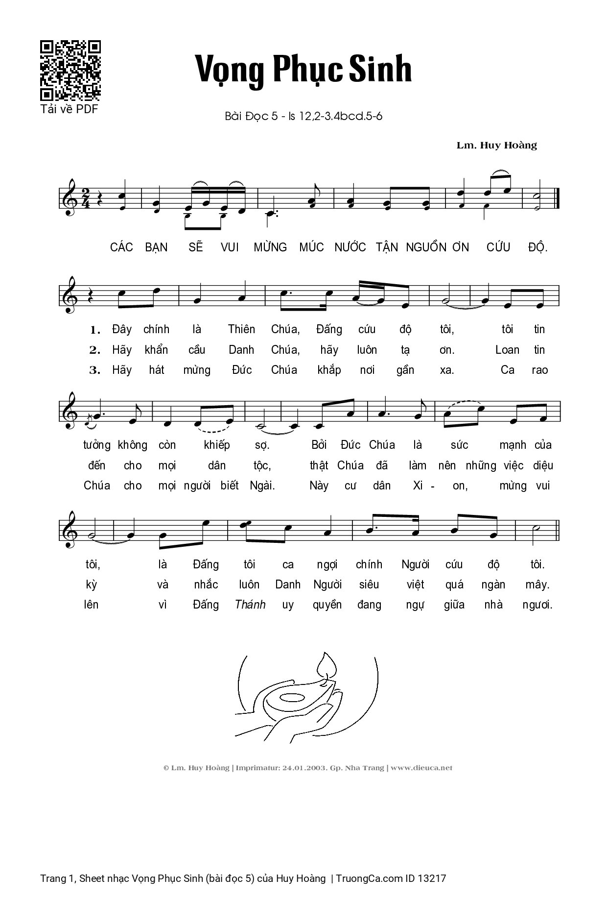 Sheet PDF of Vọng Phục Sinh (bài đọc 5)