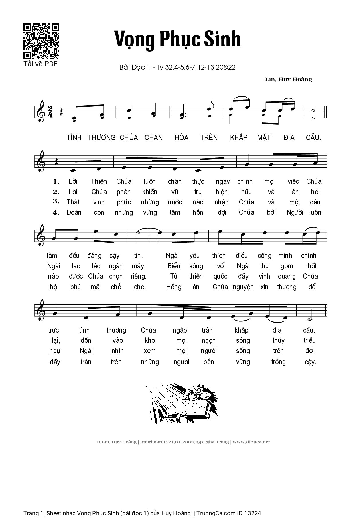 Sheet PDF of Vọng Phục Sinh (bài đọc 1)