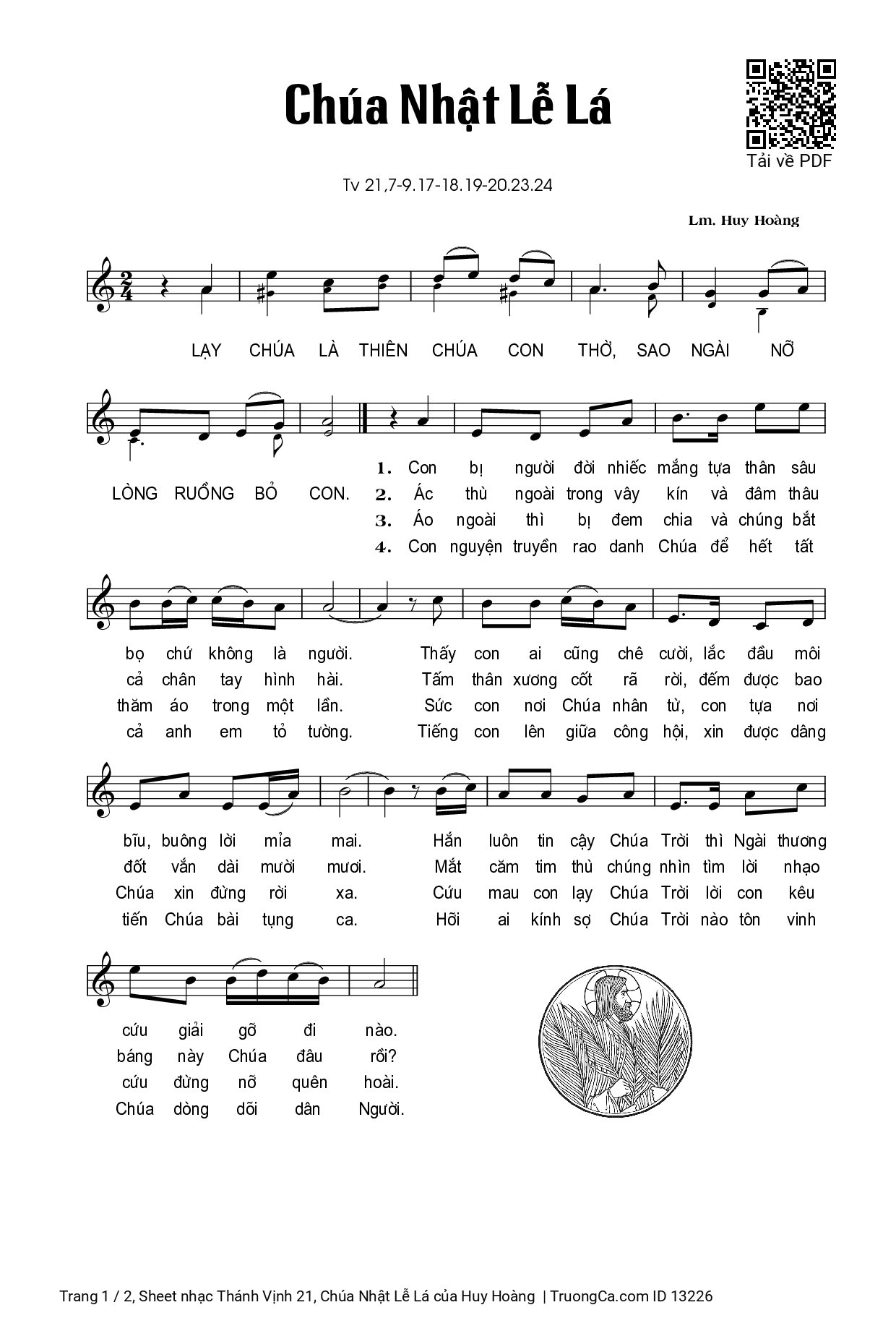 Sheet PDF of Thánh Vịnh 21, Chúa Nhật Lễ Lá