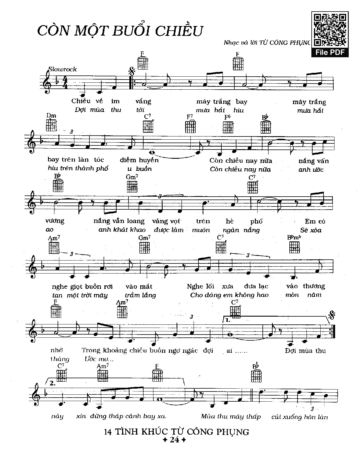 Page 1 of Sheet music PDF Còn một buổi chiều - Từ Công Phụng