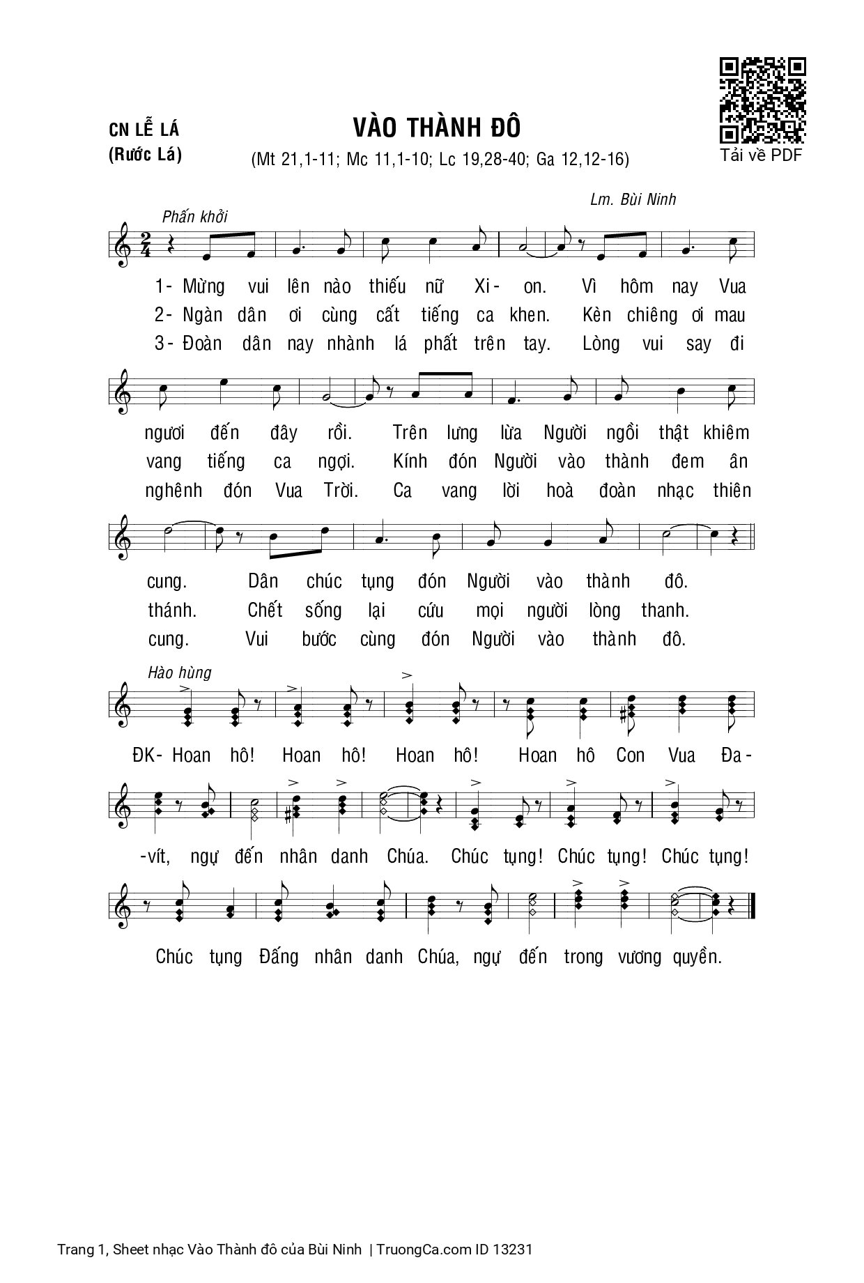 Page 1 of Sheet music PDF Vào Thành đô - Bùi Ninh