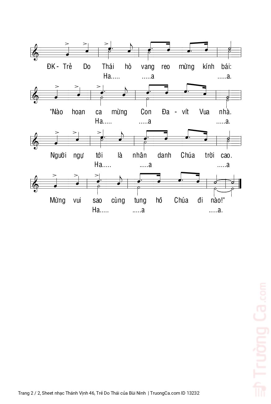 Page 2 of Sheet music PDF Thánh Vịnh 46, Trẻ Do Thái - Bùi Ninh
